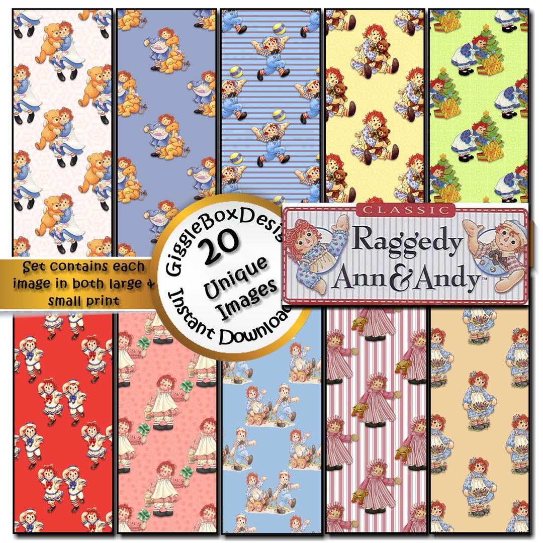 Classic Raggedy Ann and Andy Seamless Party Printable, Stationary ...