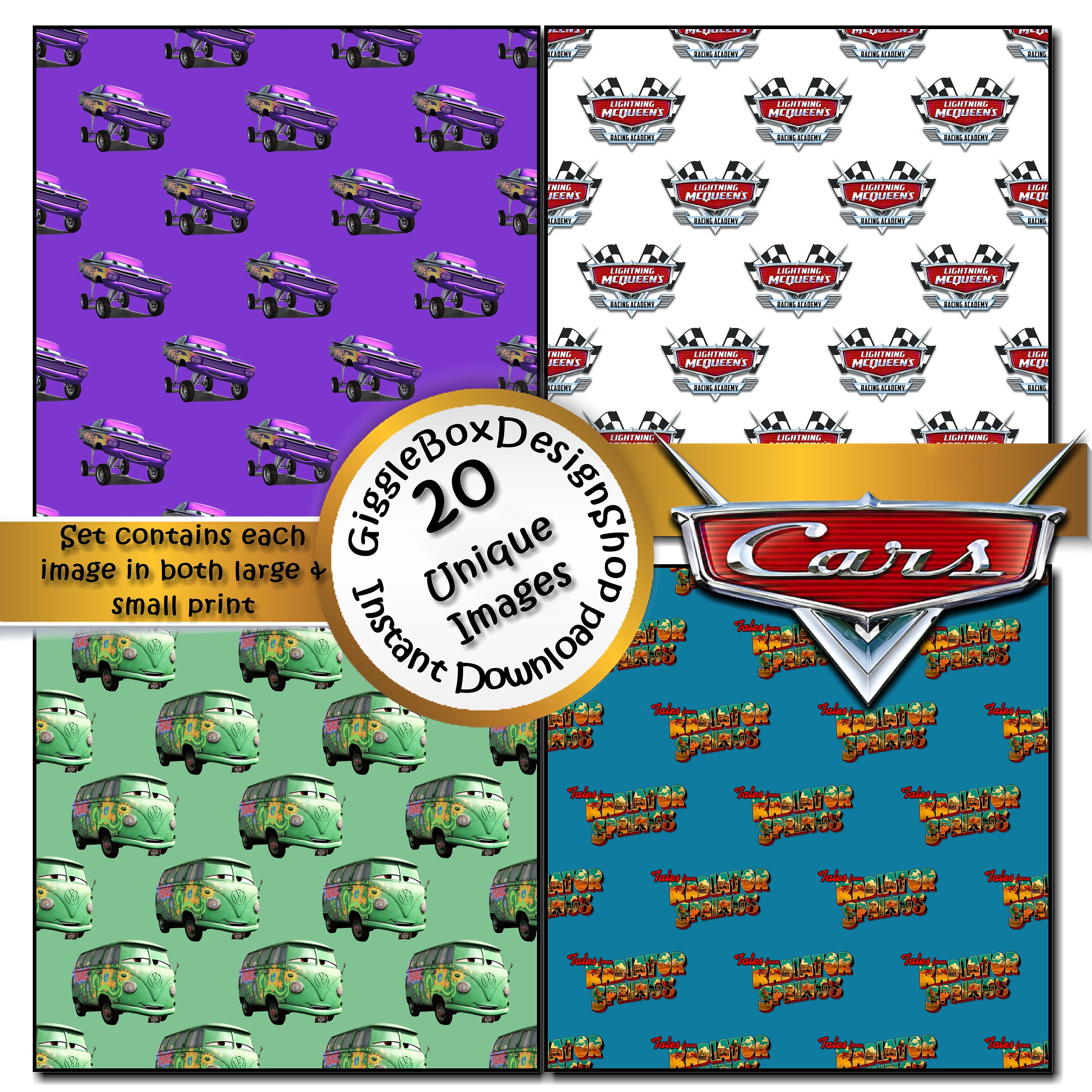 Cars Seamless Party Printable Stationary Flo digital | Etsy
