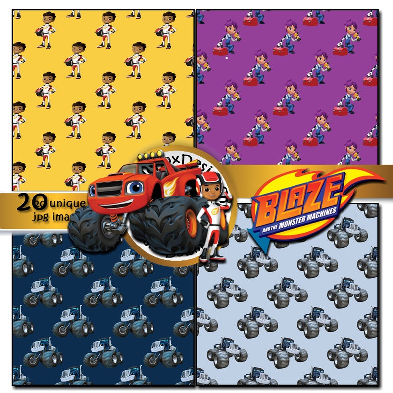 Blaze and the Monster Machines Seamless Party Printable | Etsy