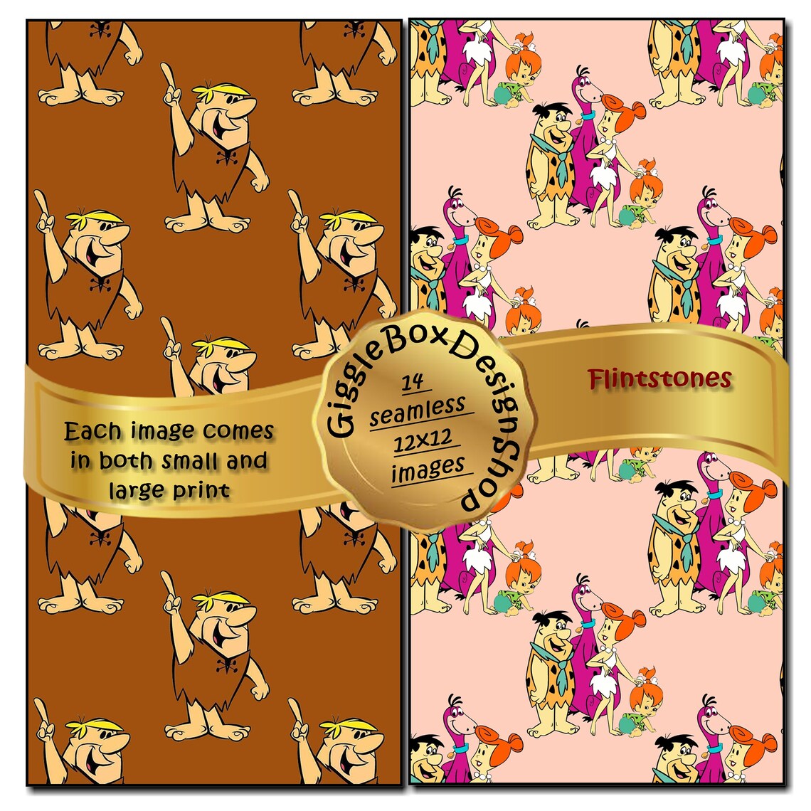 The Flintstones Seamless Party Printable Card Making Digital - Etsy