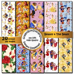Beauty and the Beast Party Printable, Card Making,cardstock, Printable ...