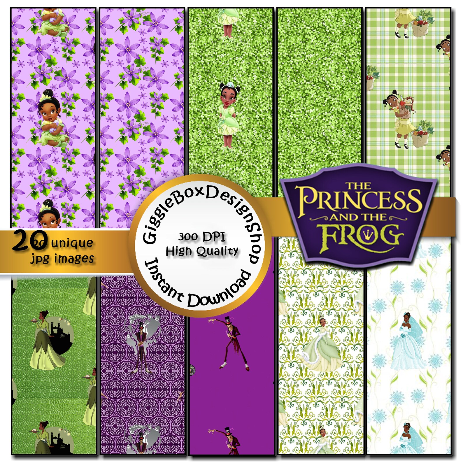 Princess and the Frog Digital Paper Pack Scrapbook Paper Etsy