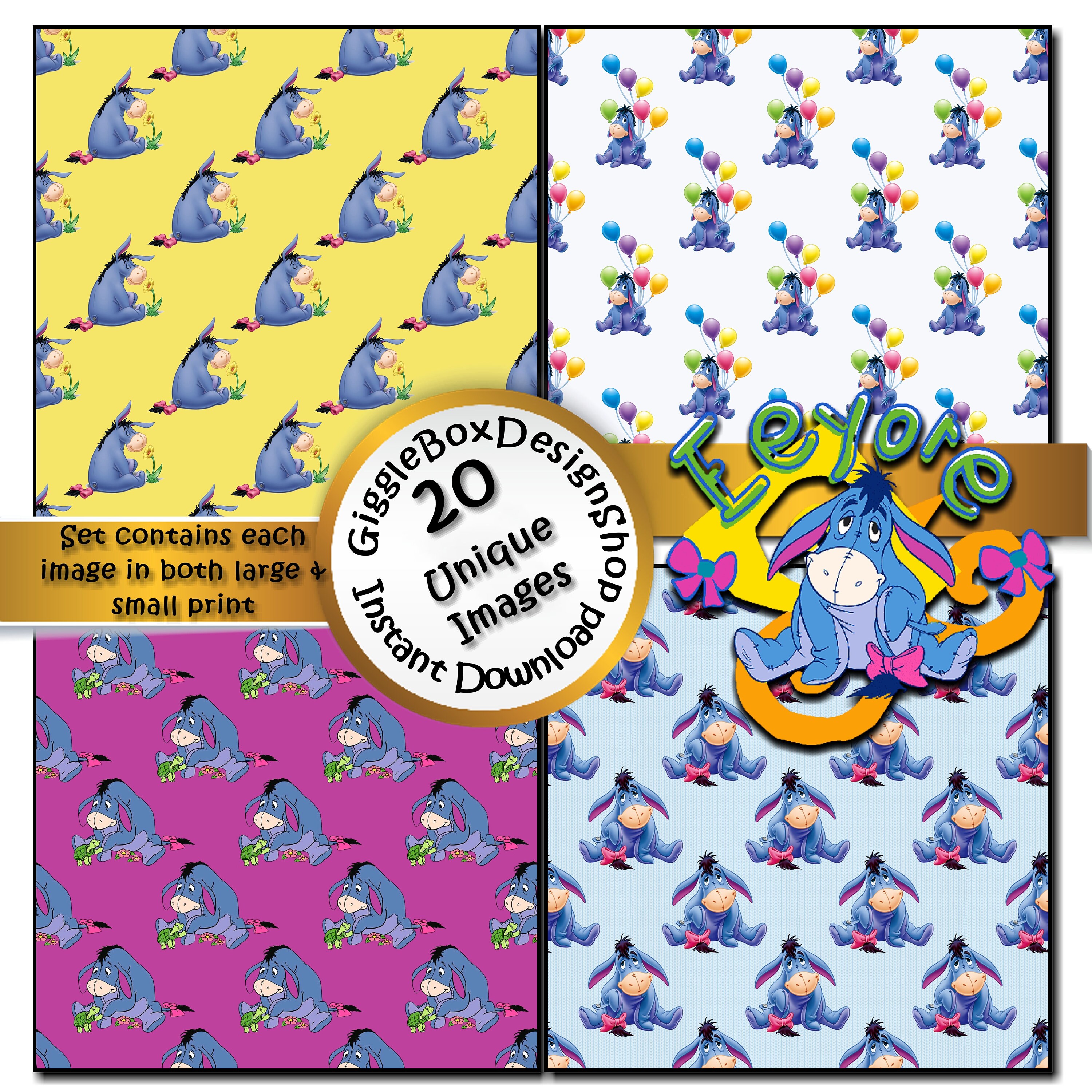 Eeyore Just Eeyore Seamless Party Printable Stationary - Etsy