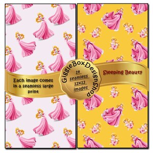 Sleeping Beauty Party Printable, Stationary, Card Making, Digital Paper, Scrapbook Paper, 12x12 ...