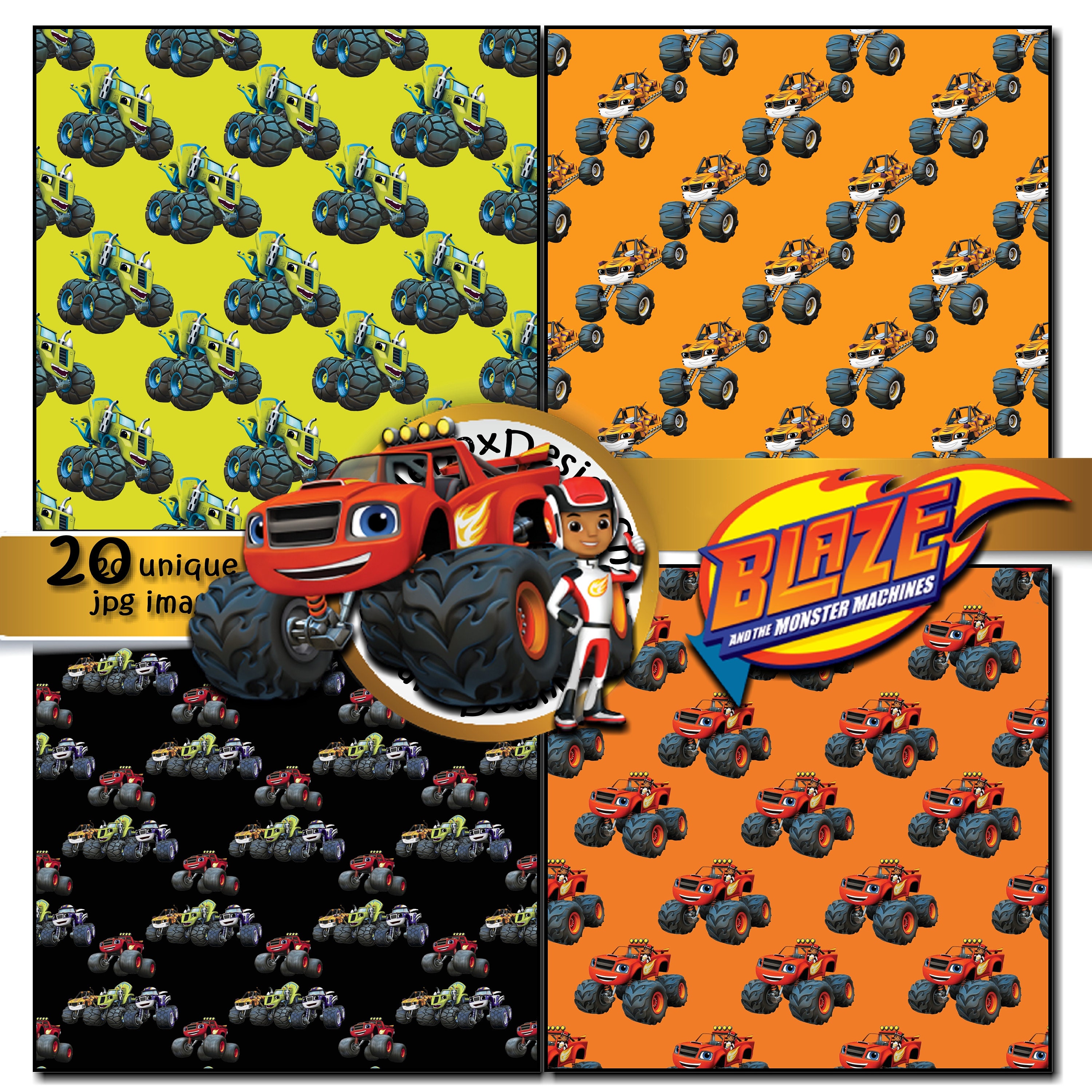 Blaze and the Monster Machines Seamless Party Printable - Etsy