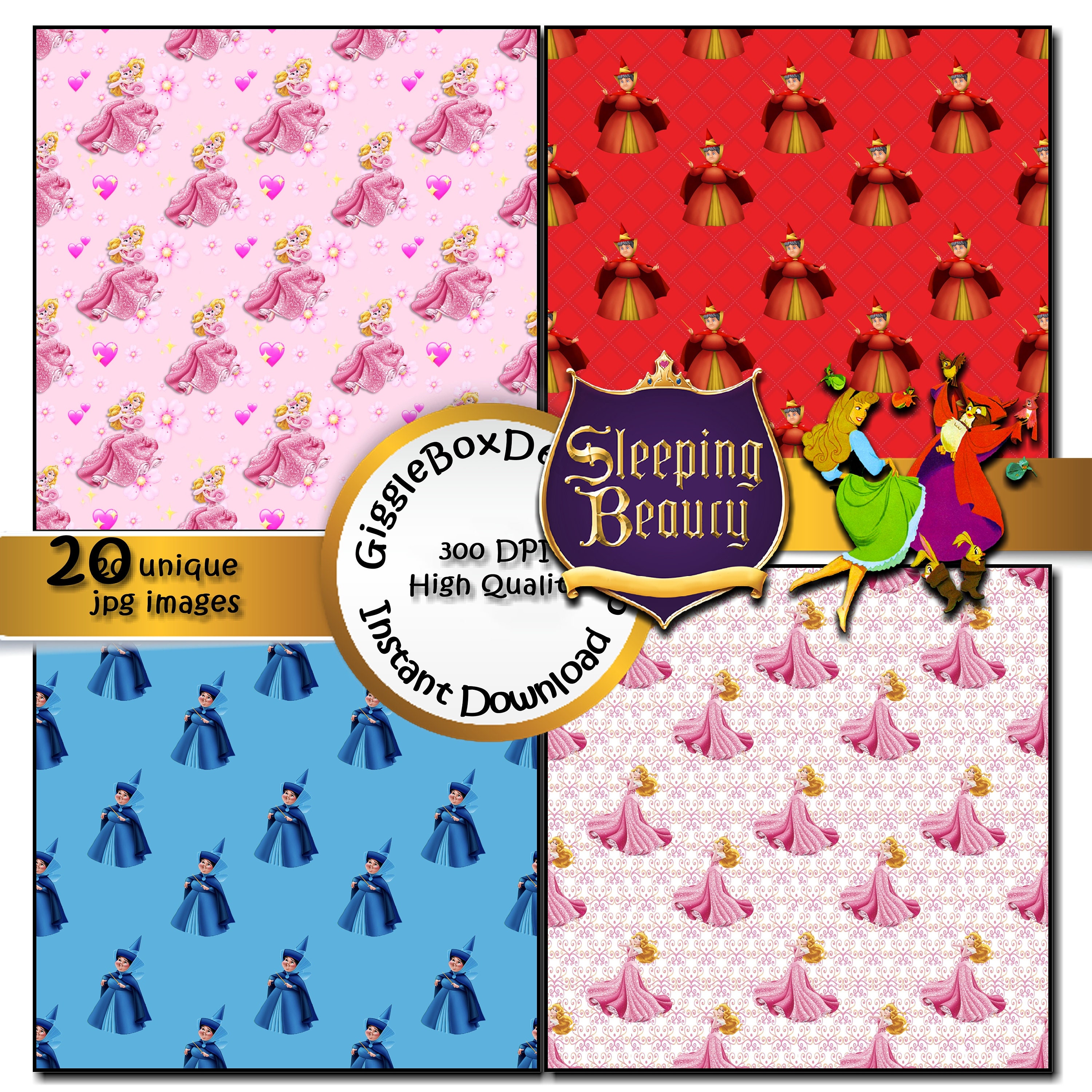 Sleeping Beauty Party Printable Stationary card making | Etsy