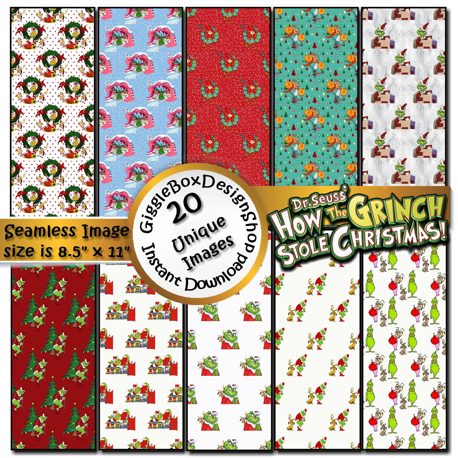 How the Grinch Stole Christmas Seamless Party Printable - Etsy