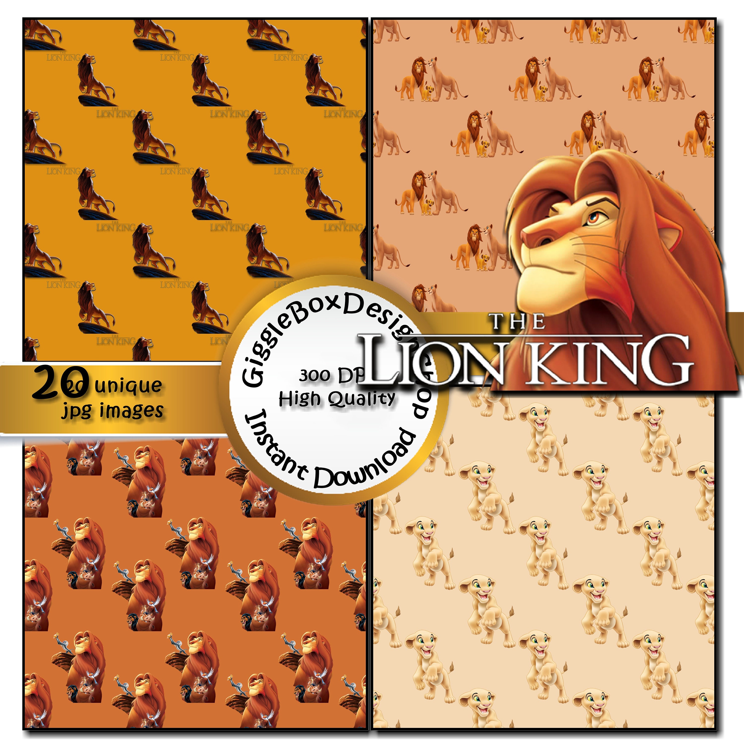 The Lion King Party Printable card making digital paper | Etsy