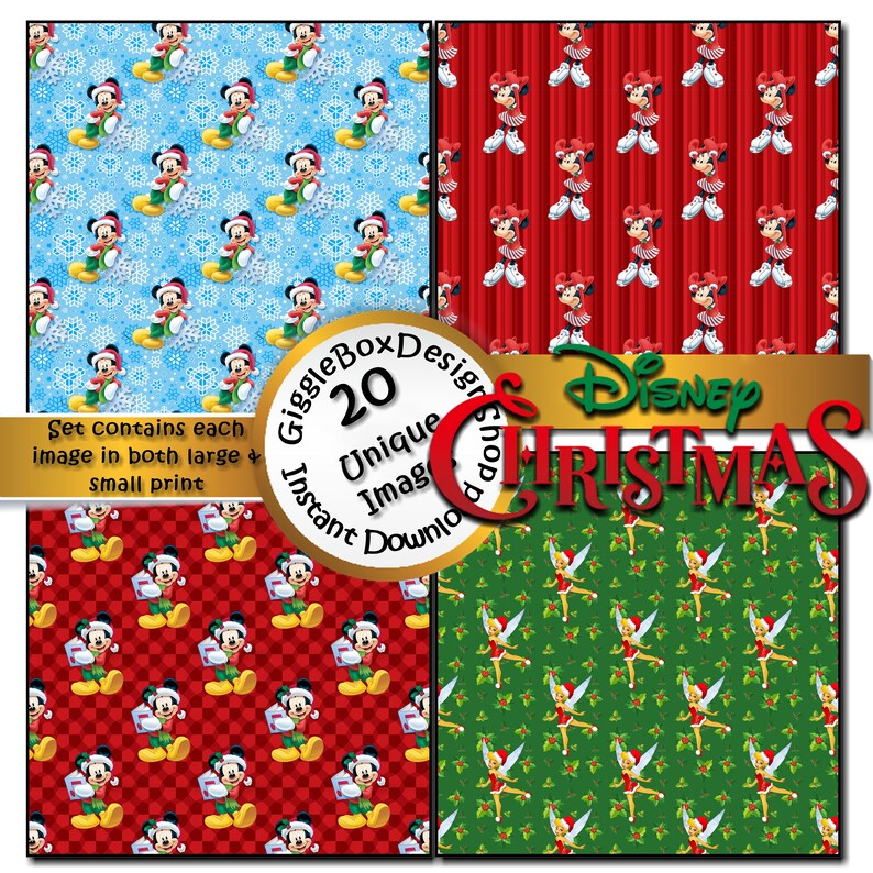 Disney Christmas Seamless digital paper pack scrapbook | Etsy