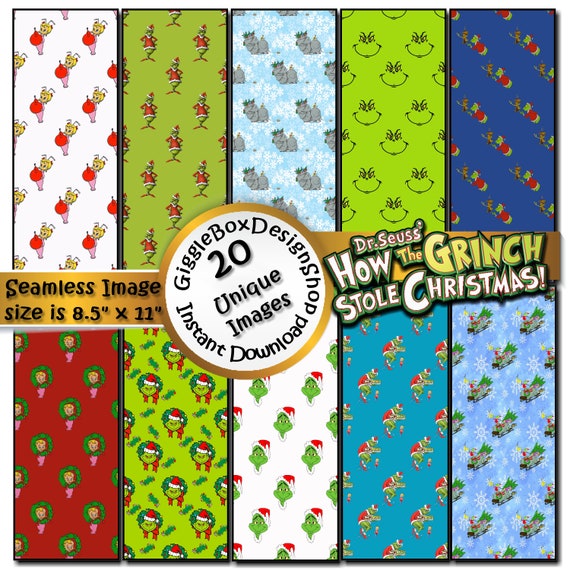 How the Grinch Stole Christmas Seamless Party Printable, Stationary,  Digital Paper, Scrapbook Paper, 8.5 X 11 Paper, Giggleboxdesignshop 