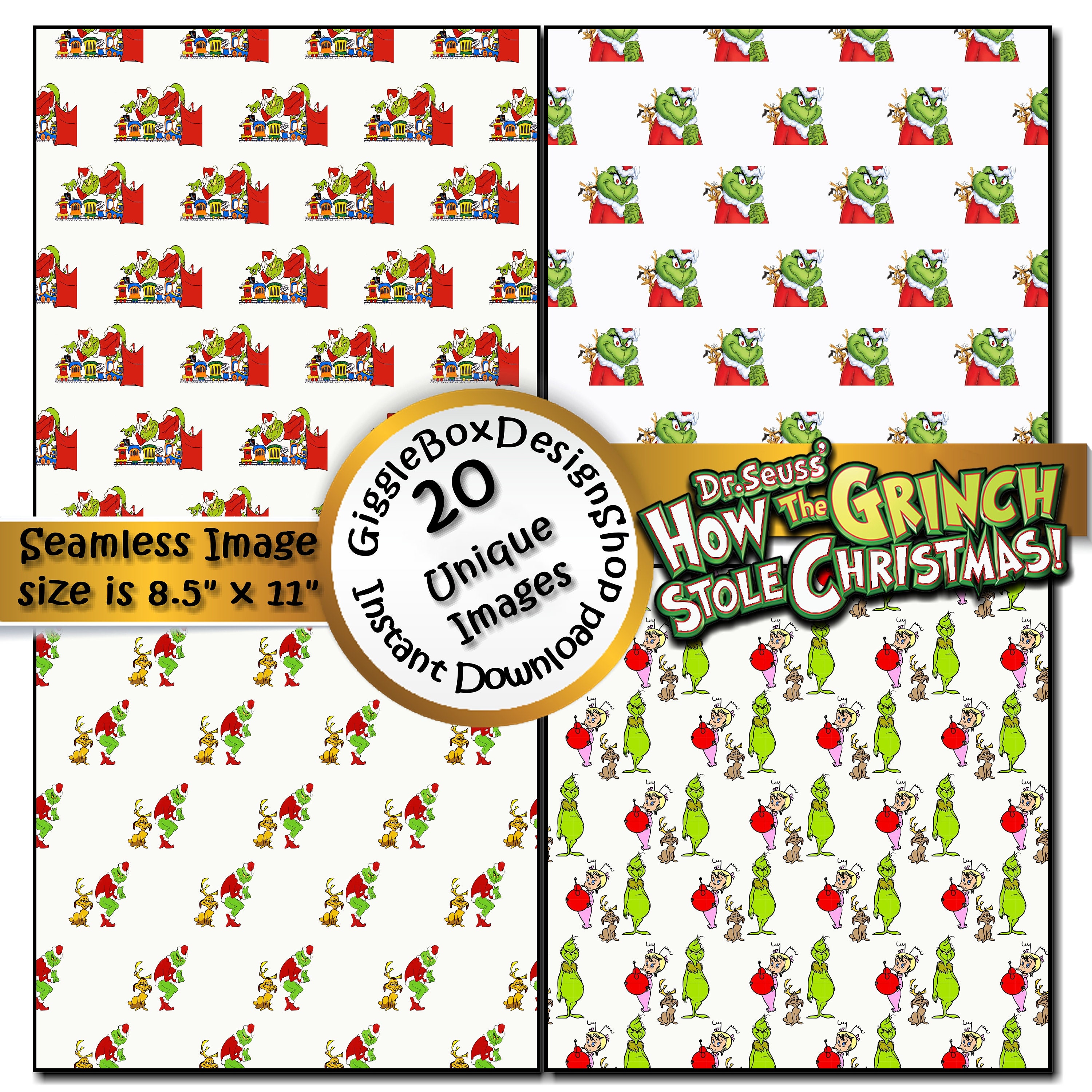 How the Grinch Stole Christmas Seamless Party Printable - Etsy