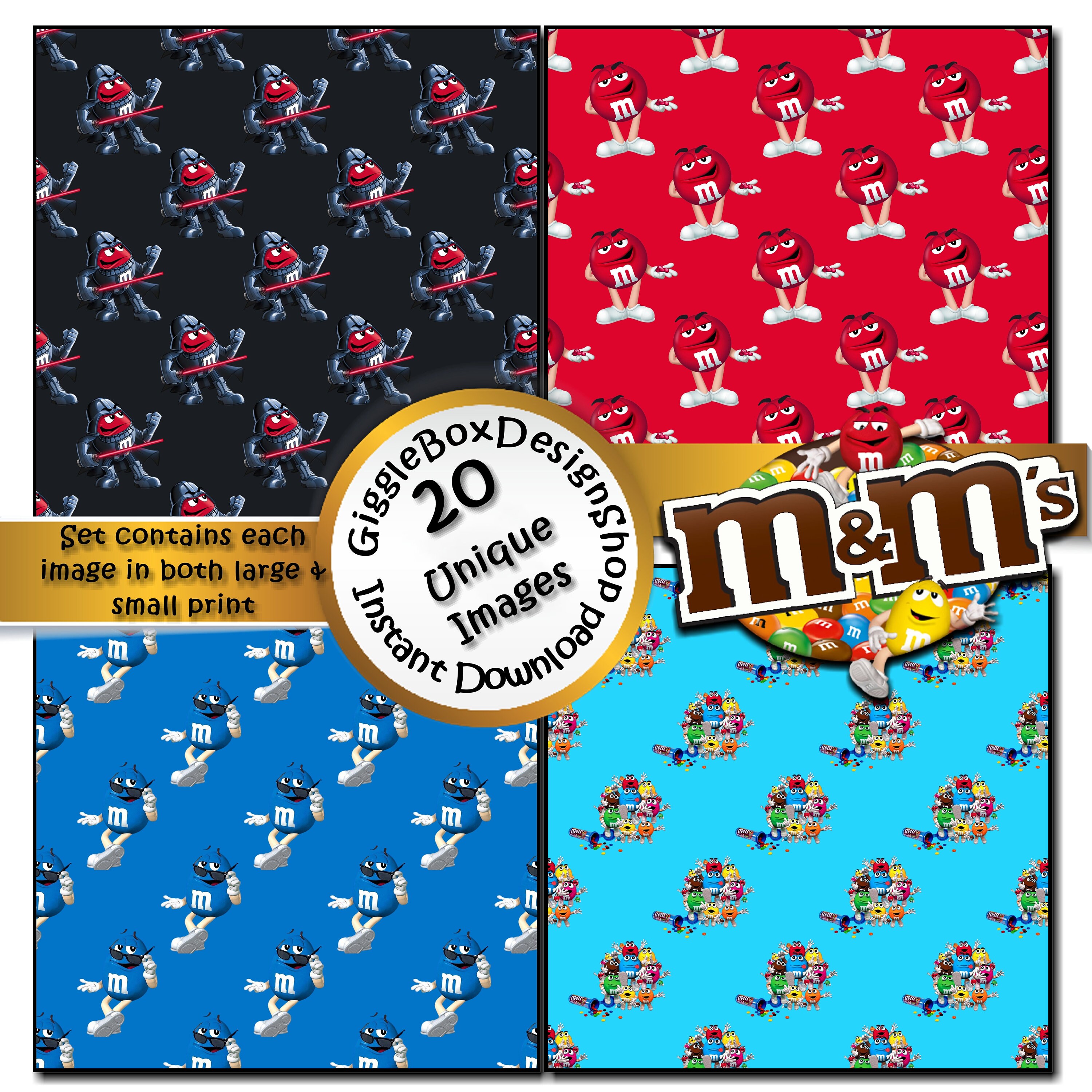 M&amp;M Candies Seamless Party Printable Stationary Cards - Etsy