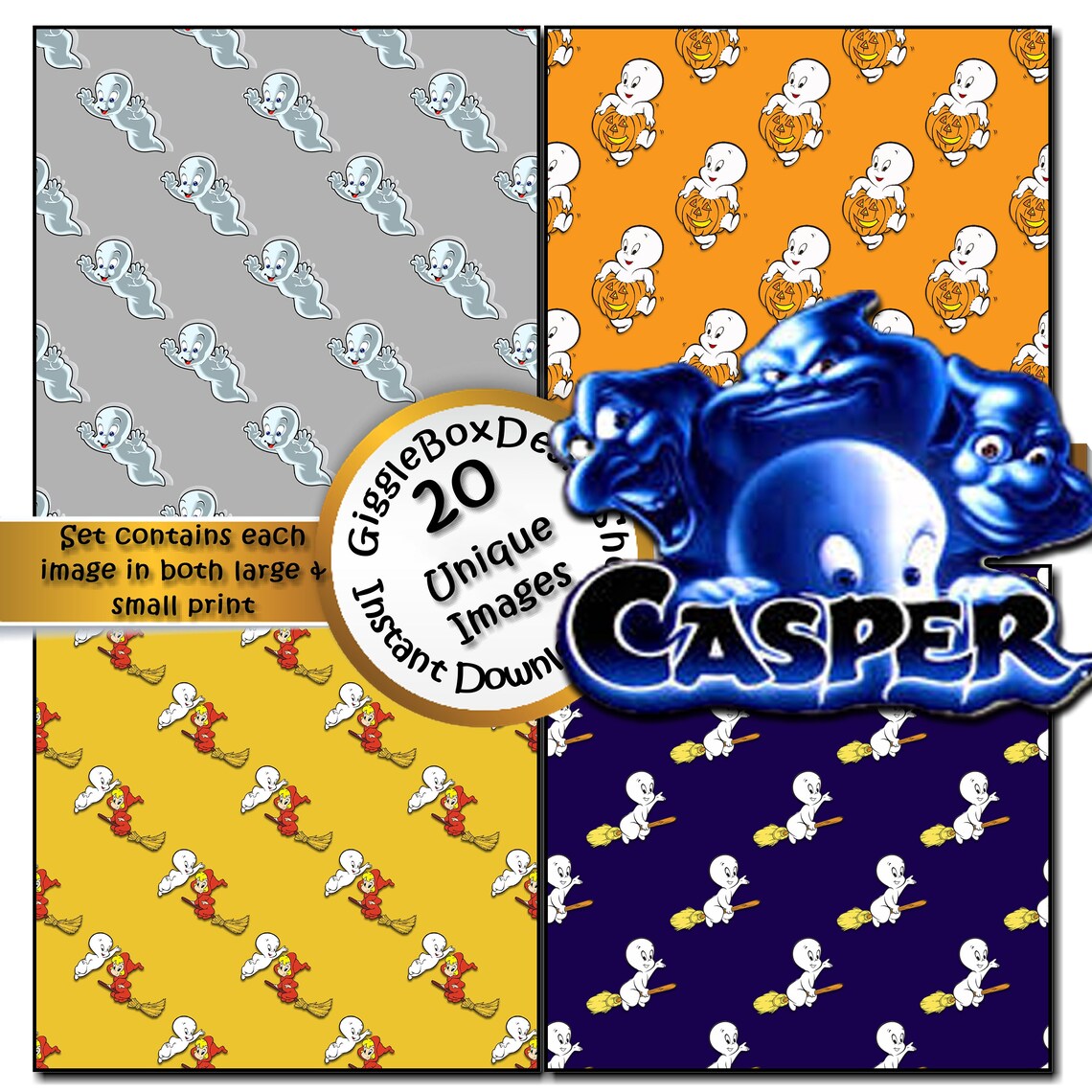 Casper the Friendly Ghost Seamless Party Printable | Etsy