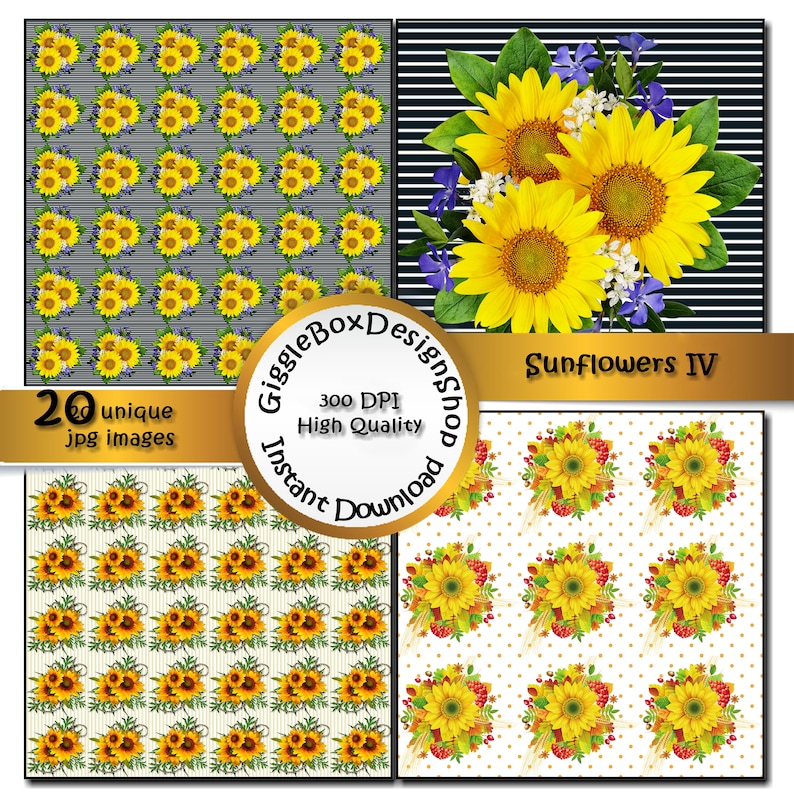 Sunflower Party Printable card making cardstock scrapbook | Etsy