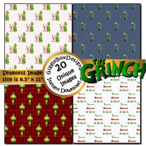 The Grinch Seamless Party Printable, Stationary, Cards, Digital Paper ...