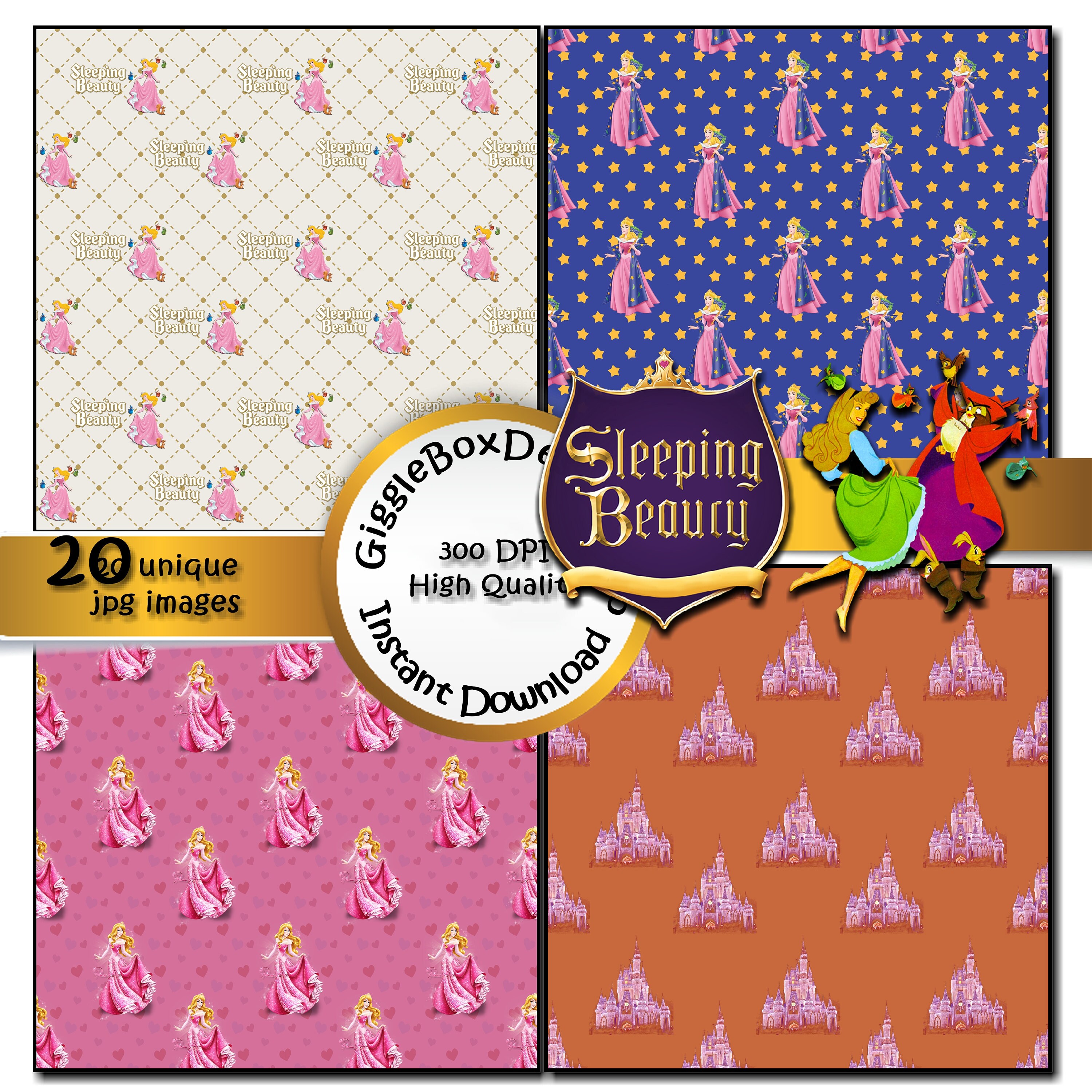 Sleeping Beauty Party Printable Stationary card making | Etsy