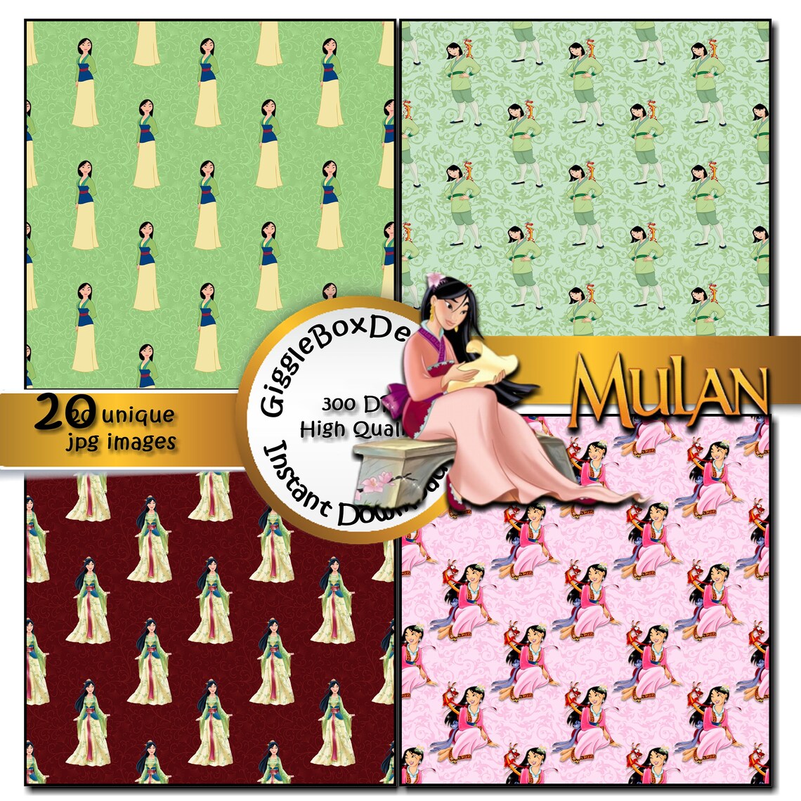 Mulan Seamless Party Printable Stationary Digital Paper - Etsy