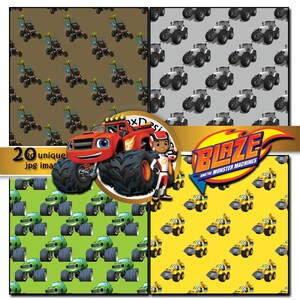 Blaze and the Monster Machines Seamless Party Printable, Stationary ...