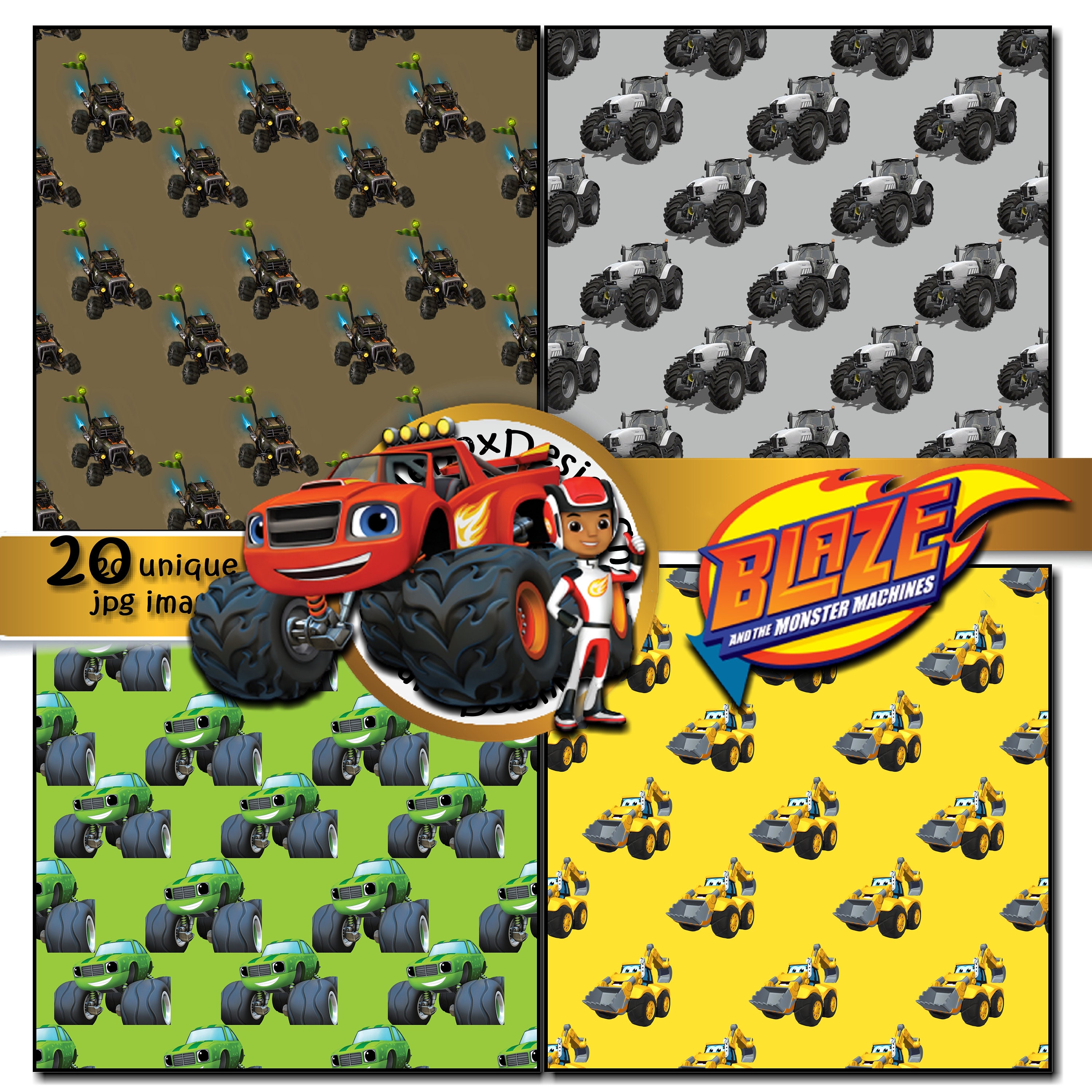 Blaze and the Monster Machines Seamless Party Printable - Etsy