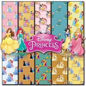 Princess Seamless Printable, Stationary, digital paper, scrapbook, paper, GiggleBoxDesignShop, Cinderalla, Ariel, Snow White image 1