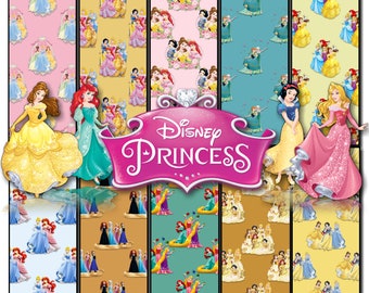 Princess Seamless Printable, Stationary, digital paper, scrapbook, paper, GiggleBoxDesignShop, Cinderalla, Ariel, Snow White