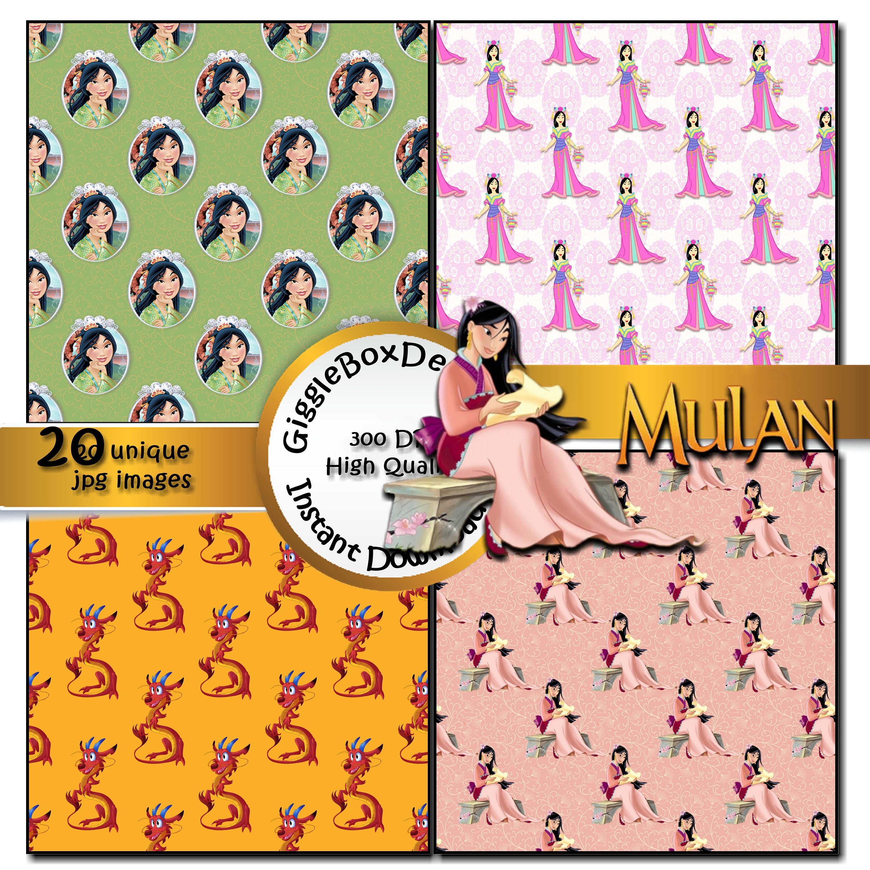Mulan Seamless Party Printable Stationary Digital Paper - Etsy