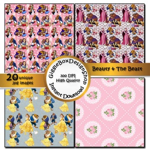 Beauty and the Beast Party Printable, Card Making,cardstock, Printable ...
