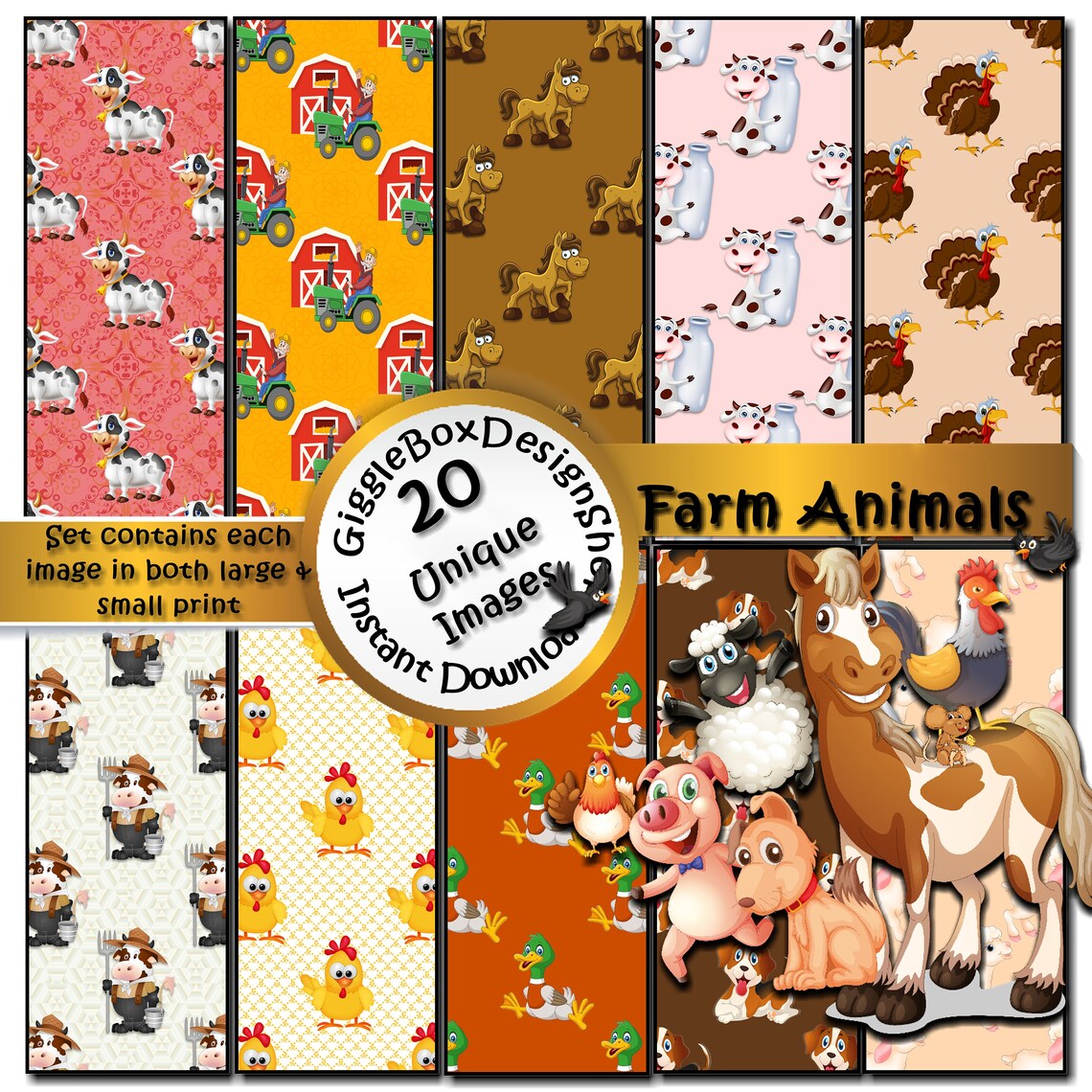 Farm Animals Party Printable Stationary Card Making Digital - Etsy Ireland