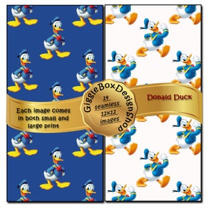 Donald Duck Seamless Party Printable, Stationary, Cards, Digital Paper ...
