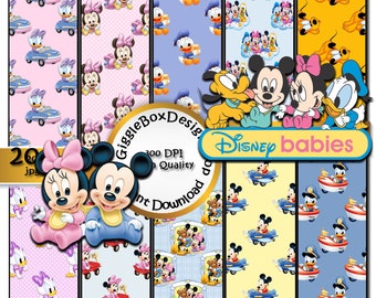 Babies Stationary; card making, cardstock, printable paper, scrapbook paper, 12x12 paper, GiggleBoxDesignShop, Baby Minnie Mickey