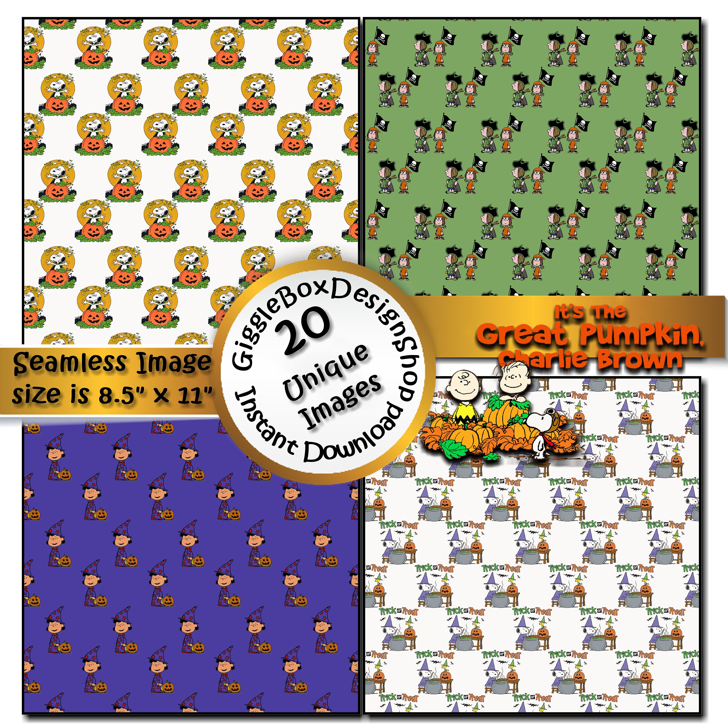Its the Great Pumpkin Charlie Brown Seamless Party Printable - Etsy