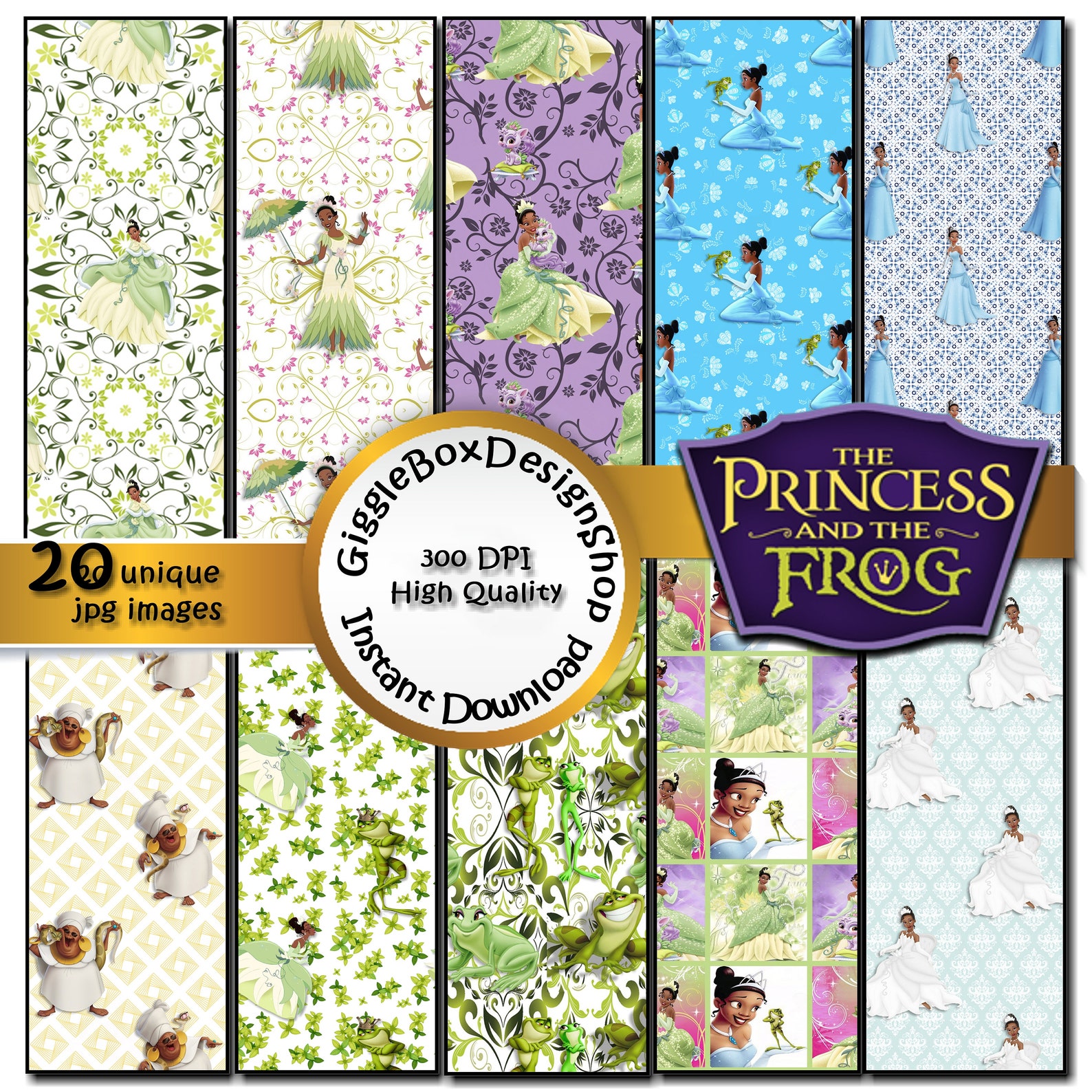 Princess and the Frog Digital Paper Pack Scrapbook Paper Etsy