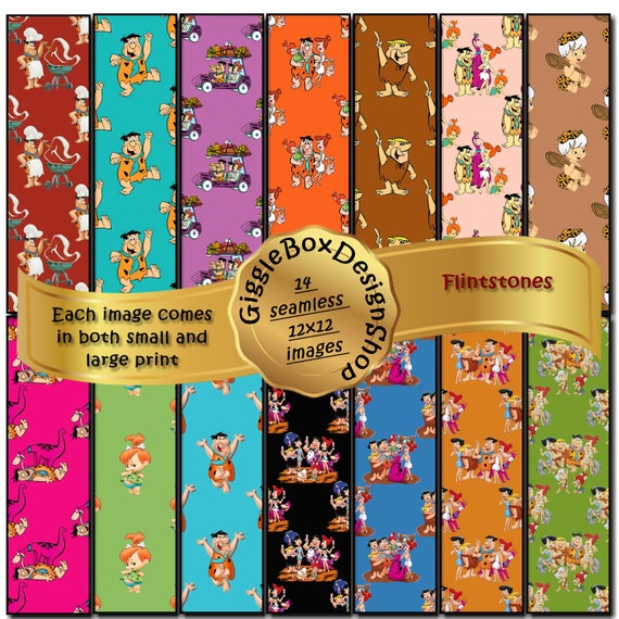 The Flintstones Seamless Party Printable Card Making Digital - Etsy