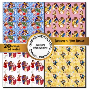 Beauty and the Beast Party Printable, Card Making,cardstock, Printable ...