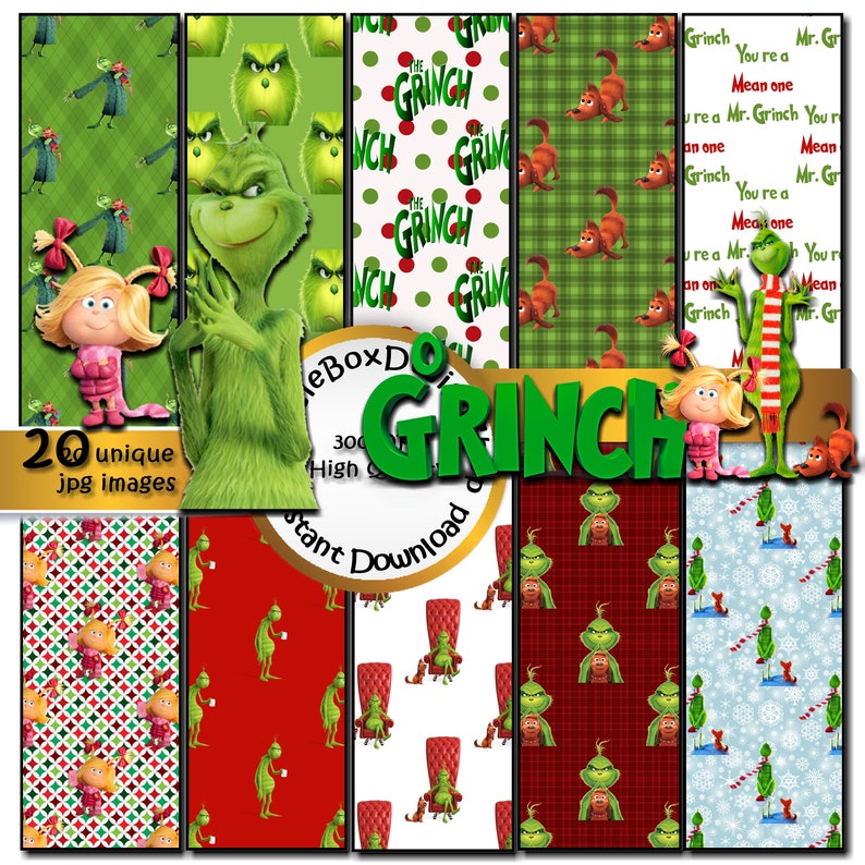 The Grinch Party Printable Stationary Card Making Digital | Etsy