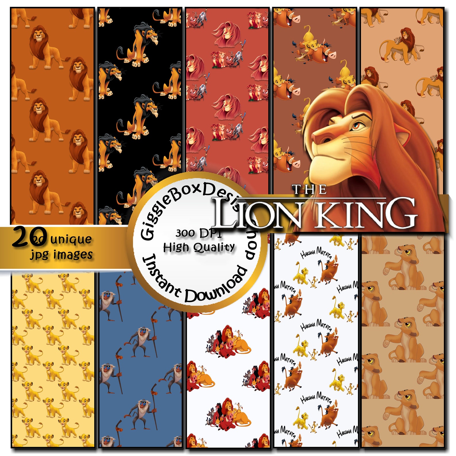 The Lion King Party Printable card making digital paper | Etsy