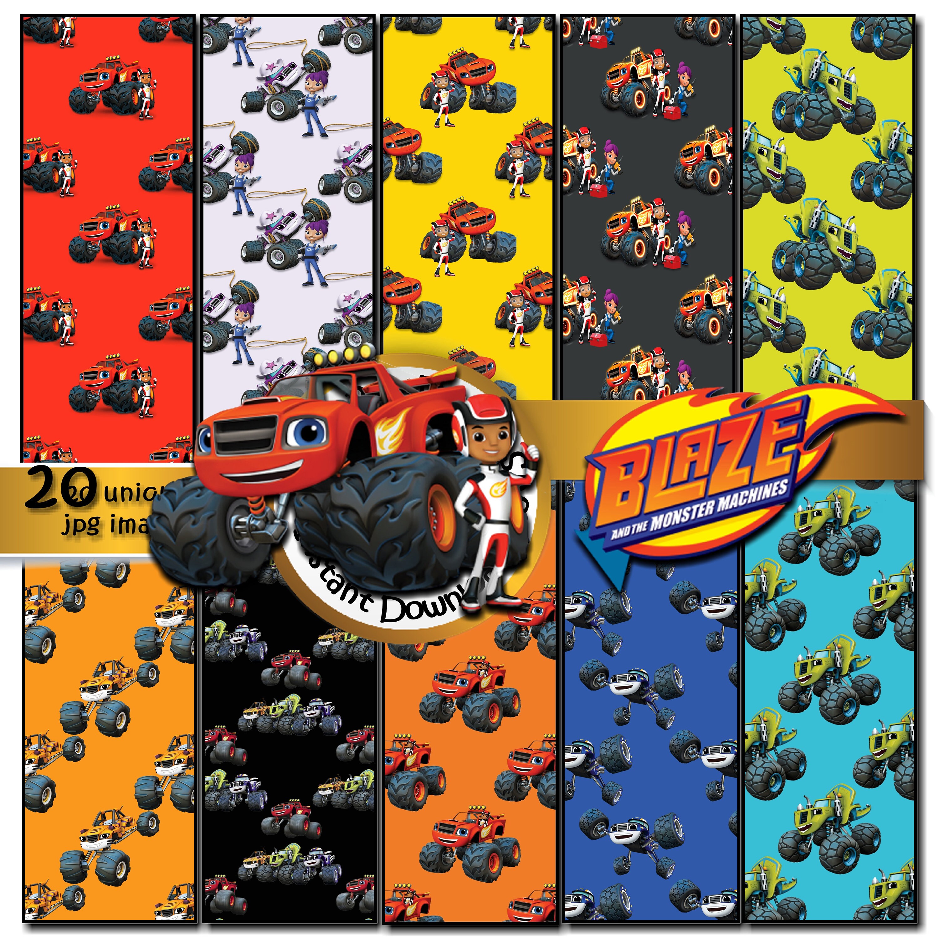 Blaze and the Monster Machines Seamless Party Printable | Etsy