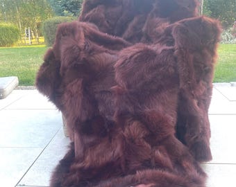 Handmade mix Sheepskin  sofa Throw: Toscana Fur bed Blanket (160/200cm)