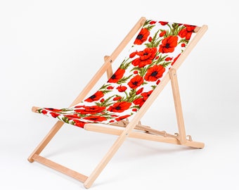 Lot de 2 chaises longues Chaise longue pliante rembourrée, chaise longue de jardin en bois PATIO BORD DE MER Beach Festival Siège de voyage en plein air