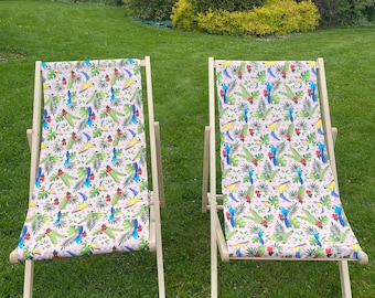 Pack of 2 Sun Loungers Padded Folding deck chair + table , sun lounger Wooden Garden Chair PATIO SEASIDE Beach Festival Outdoor  Seat mix