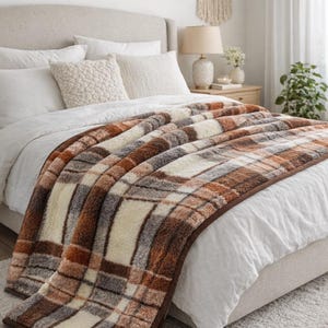 Handmade Merino Wool Blanket Throw: Checked Sofa Blanket coperta decke