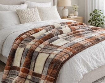 Handmade Merino Wool Blanket Throw: Checked Sofa Blanket coperta decke