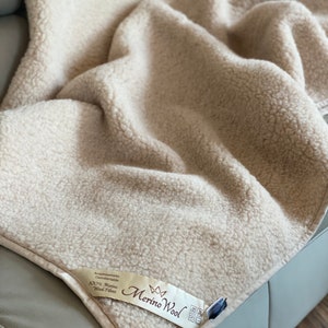 Manta de lana merino hecha a mano: ropa de cama cálida, manta de sofá - Certificación Woolmark