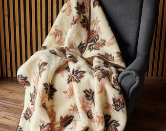 Handmade Merino Wool Blanket Throw: Autumn Leaves Bedding