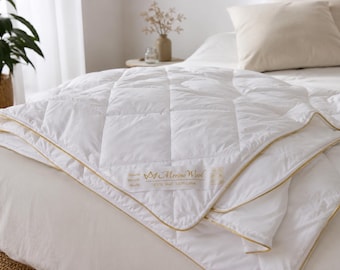 GOLD LINE Merino Wool Comforter 100% Wool Filling – Breathable Cotton Cover – Premium Natural Duvet 500gsm , all season -9- 10.5 tog approx