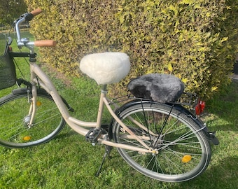 Hand made Toscana Leather and Sheepskin Bicycle Saddle Cover Bicycle Seat Cover Sheepskin cover Christmas Gift