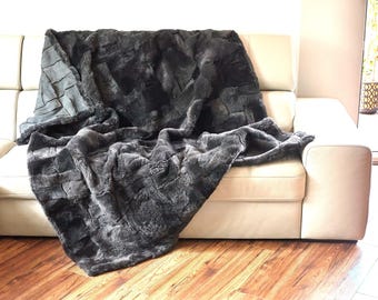 Handmade Toscana Sheepskin Throw Sheep Fur Rug 160/200cm Grey
