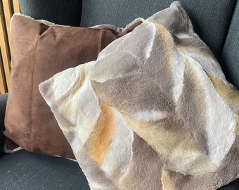Handmade Toscana Sheepskin Cushion , Cover Set Toscana  Fur Christmas Bed sofa decoration Pillows armchair cushion (45/45cm)
