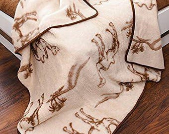 Luxury Merino Wool Blanket Throw Warm Bedding, Sofa Blanket - Woolmark Camel