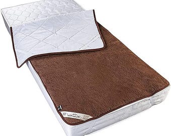 CAMEL Merino wool mattress topper,  wool bed sheet with corner straps ,Reversible Cotton side , All Seasons Double , King , Comforter